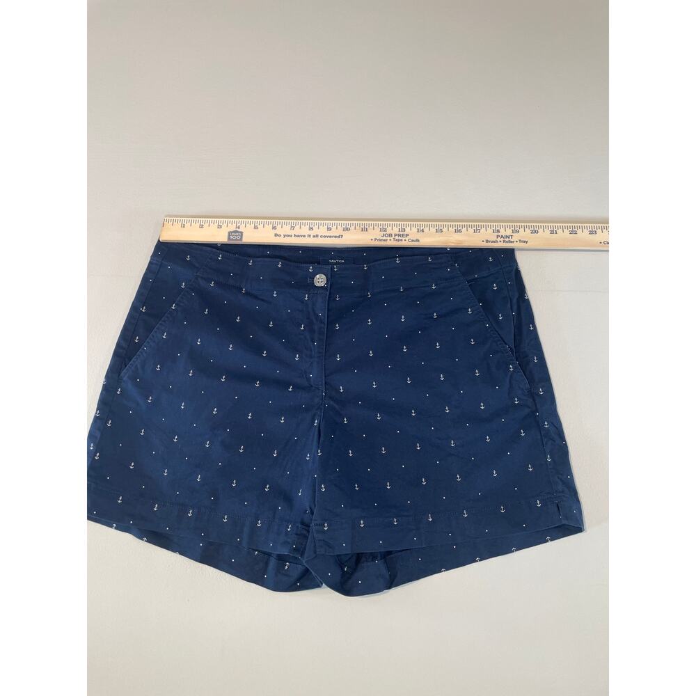 Nautica Navy Anchor Print Cotton Blend Shorts Size 16 Nautical Theme - Picture 3 of 5